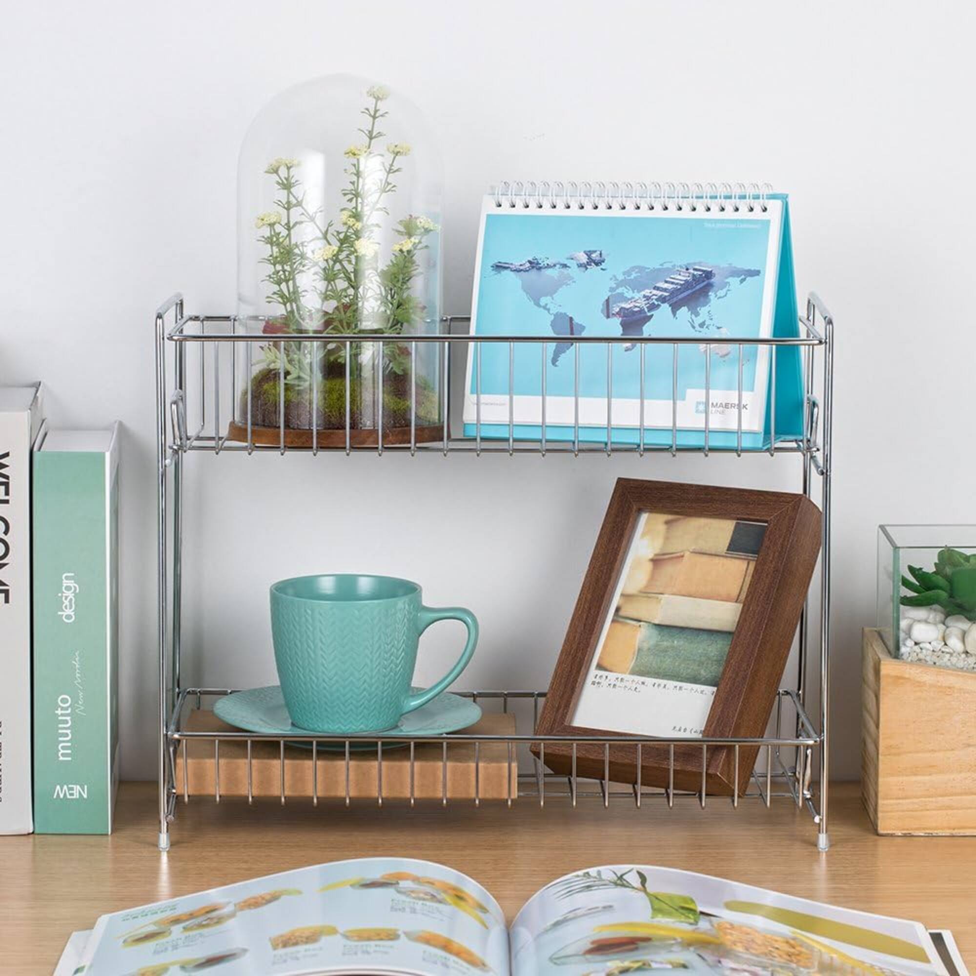 NEX™ Silver 2-Tier Standing Rack Countertop Storage Organizer
